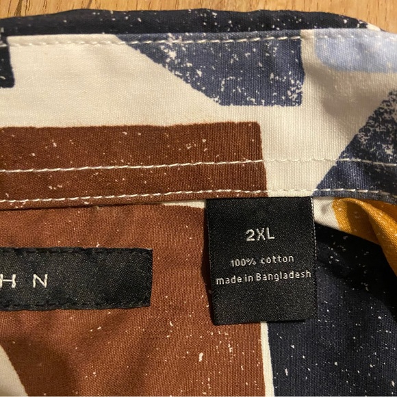 NWT Sean John Multicolor Geometric Button-Down 100% cotton, 2XL - Picture 7 of 13